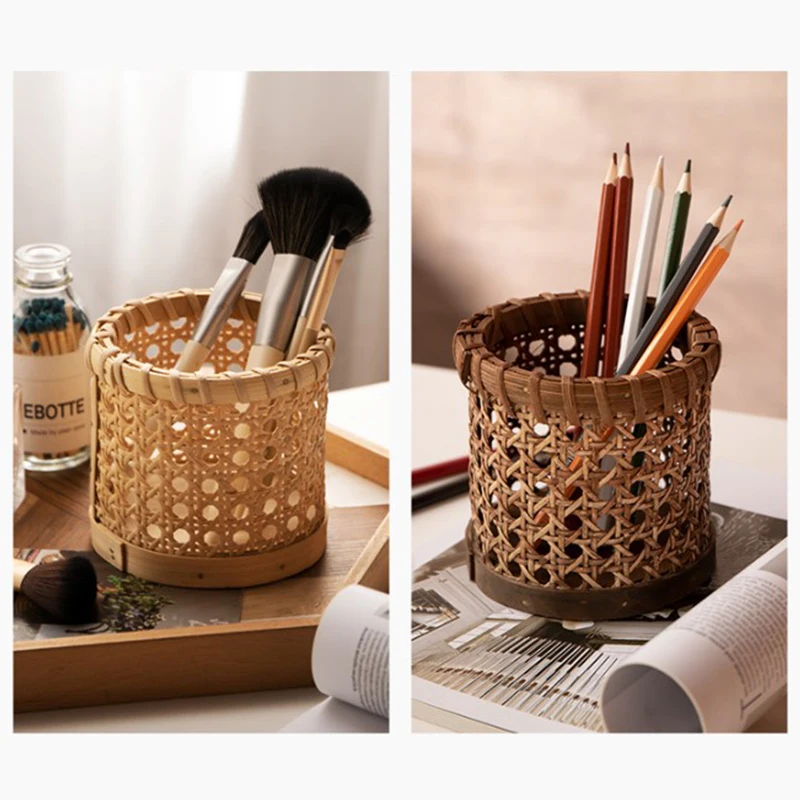 Rattan Chopsticks Storage Handmade Spoon Organizer Holder Pencils Organization 4