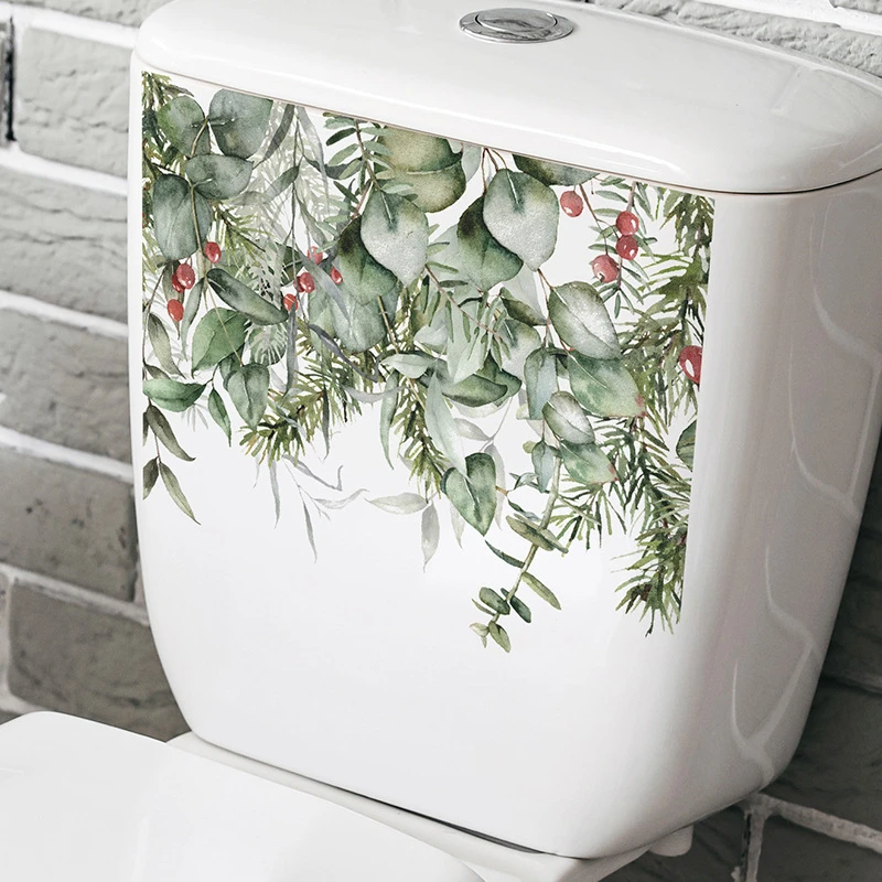 Christmas Toilet Sticker Cartoon Christmas Balls Holly Leaf Snowman Elk Wall Decals PVC Xmas Bathroom Commode Home Decoration vinyl stickers toilet stickers toilet wall stickers