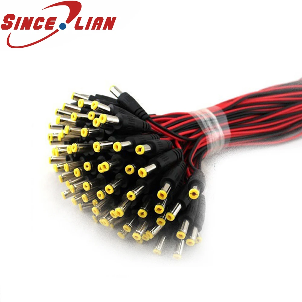 

100pcs DC Wire Power Pigtail 5.5*2.1mm 12V Cable Plug Male Wire For CCTV Security Camera Oxygen-Free Power Lighting Connect
