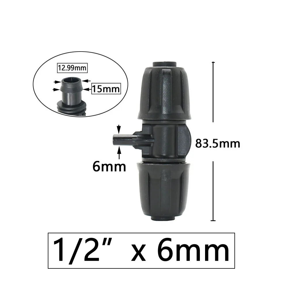 Irrigation 16mm PE Pipe Connector Tee Elbow End Plug Garden Water Tube Coupling 1/2'' To 4/7mm Reducer Hose Fittings