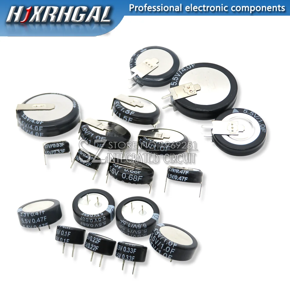 5.5V Super Condensatore 0.1F 0.22F 0.33F 0.47F 1F 1.5F 4.0F V-Type C-Type H-Type Button Condensatore Farad
