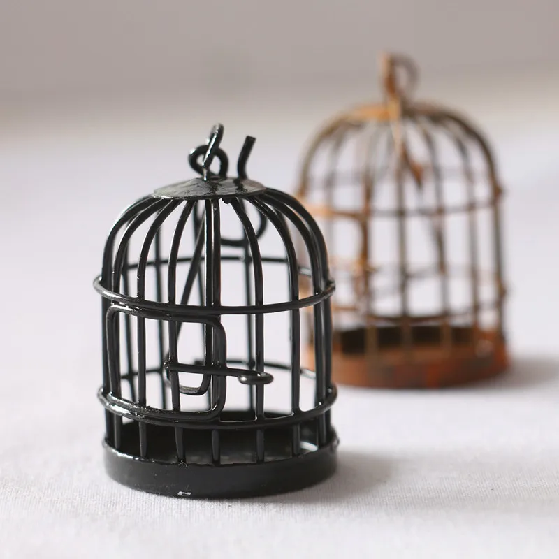 1pc New 1:12 Scale Metal Bird Cage with Bird Birdcage Dollhouse Miniature Gold Tone 3