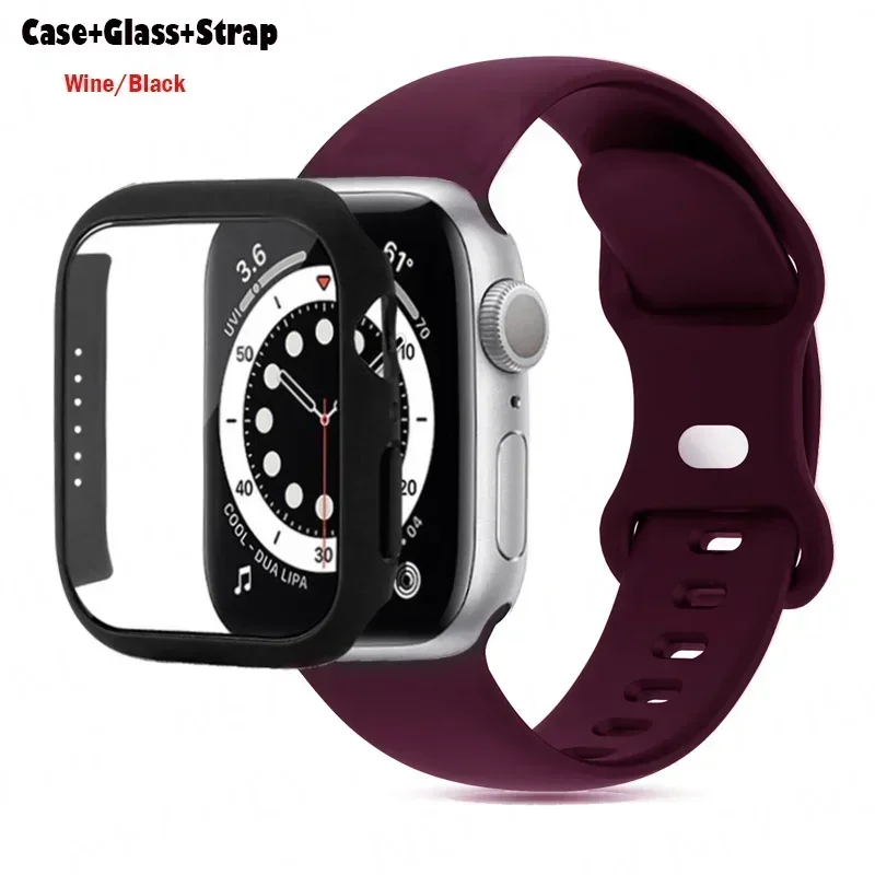 Stylish Silicone Bracelet for Apple Watch - Glass Case with Watchbands