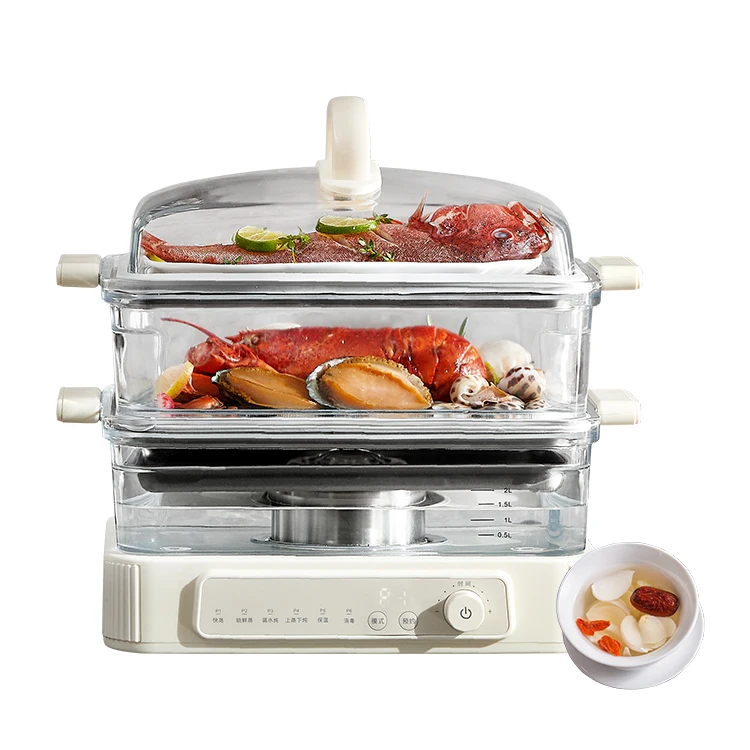 Convenience Mini Rice Cooker Steamer 3-Tier Electric Vegetable and Food Steamer Cooker