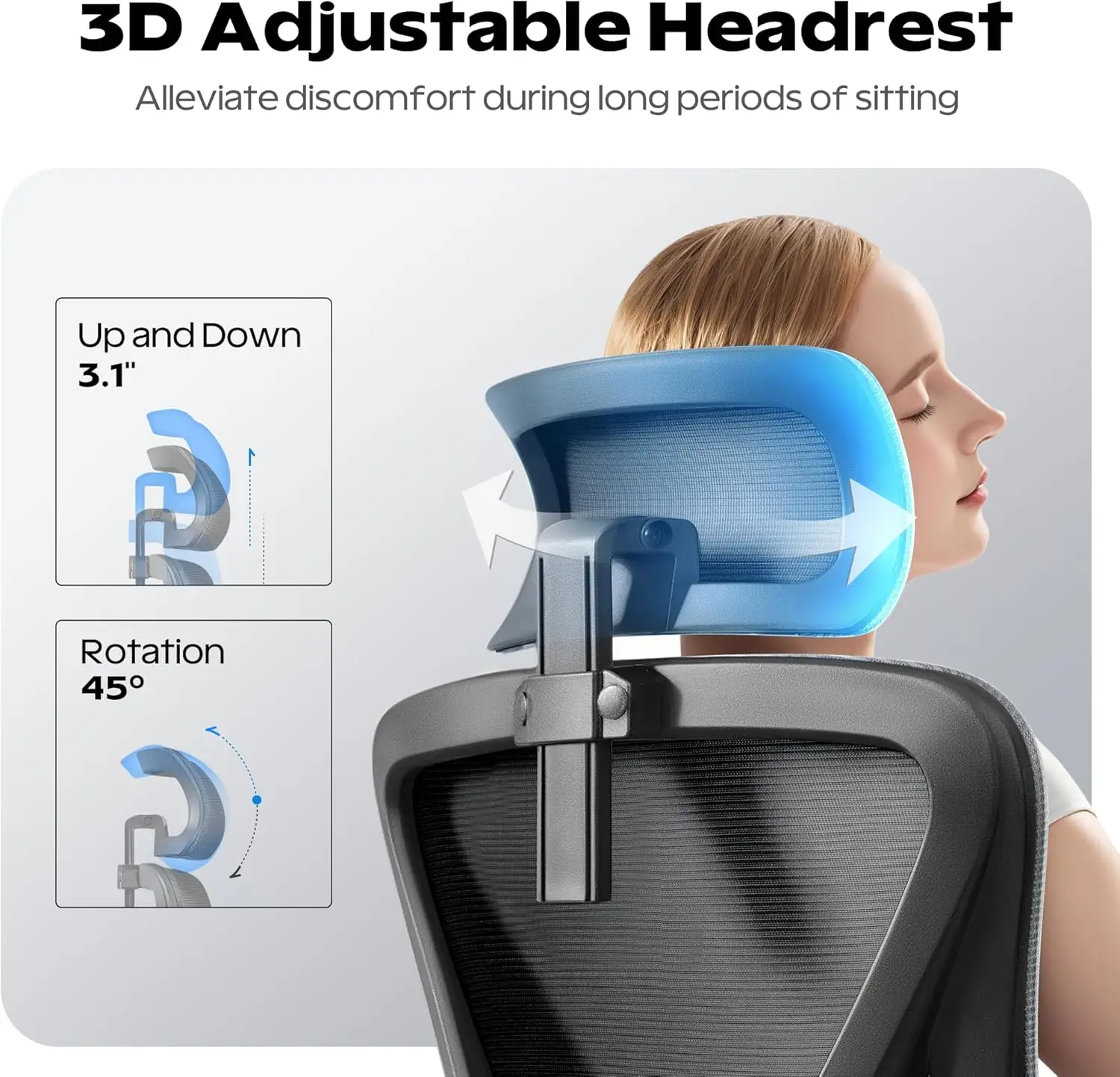 Ergonomic Office Chair, Home Office Desk with Headrest, High Back Mesh Chair with Flip-up Armrests, Offices Chairs 4