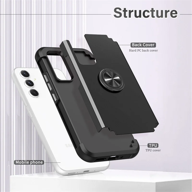 마그네틱 링 스탠드 폰 케이스, 삼성 갤럭시 A14, A54 5G, A15, A12, 자동차 거치대 하드 PC 킥 스탠드, 충격 방지 풀 폰 커버