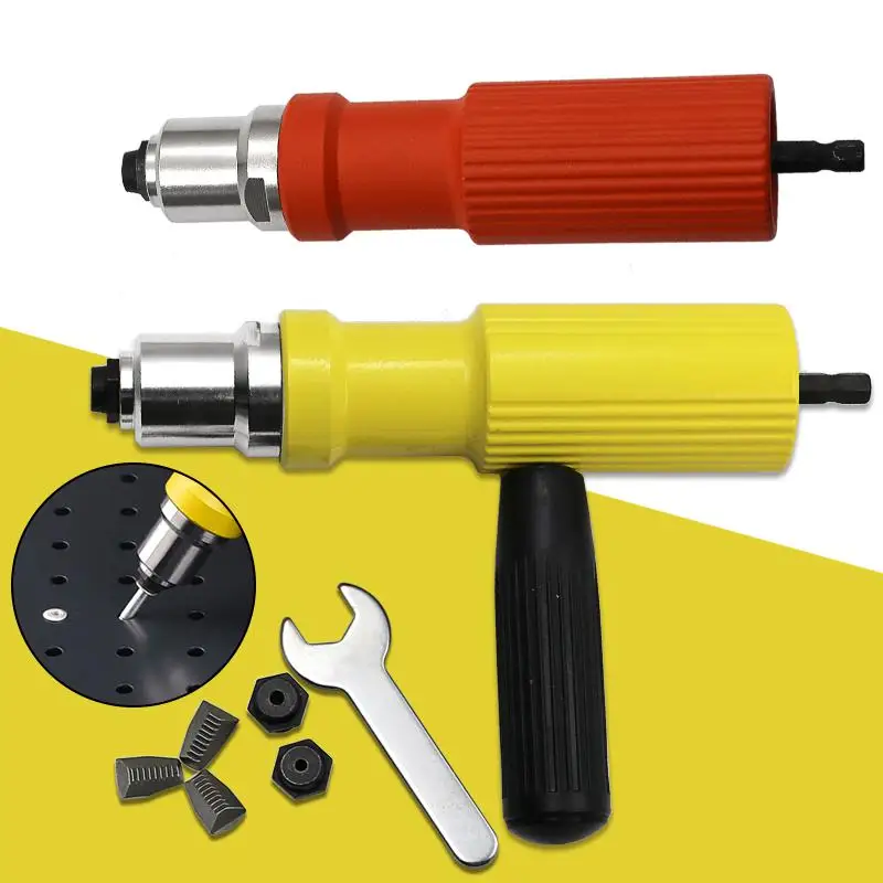 

Electric Rivet Gun Riveting Adapter Insert for Cordless Drill Riveter Gun with Handle Nail Gun Aluminum Rivet Nut Guns