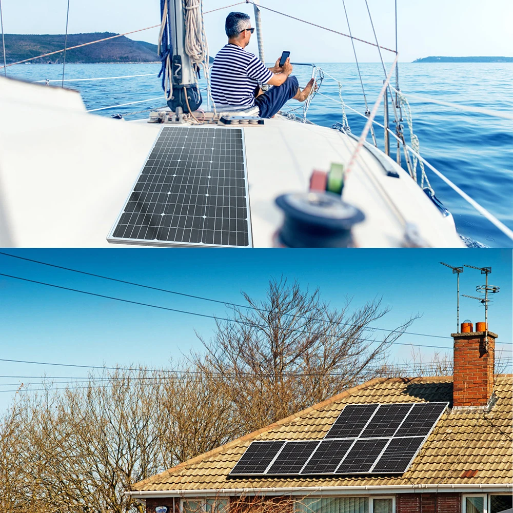 BOGUANG Glass Solar Panel 리지드 태양 전지 패널 세트, 유리 태양 전지 패널, 배터리용 광전지 충전, 100W, 200W, 2 개, 100W, 18V