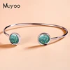 2023 New Arrival Fashion Van Gogh Starry Night Paintings Glass Dome Bangle Cuff Jewelry Handmade Golden Color Bangles 2