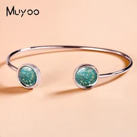 2023 New Arrival Fashion Van Gogh Starry Night Paintings Glass Dome Bangle Cuff Jewelry Handmade Golden Color Bangles 2