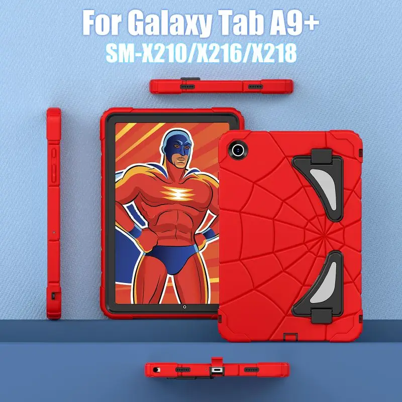 Heavy Duty Super Hero Kids Safe Silicone TPU PC Hard Armor Case For Samsung Tab A9 A8 Plus Tablet Stand Drop Shock Proof