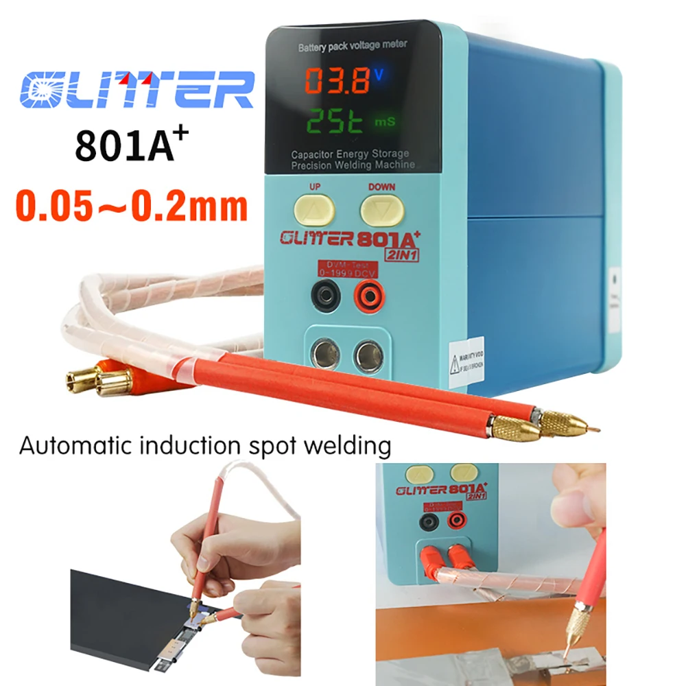 11.6KW Glitter 801A+ Spot Welder Household DIY 18650 Handheld Capacitor Energy Storage Spot Welder Mobile Phone Battery Repair 6