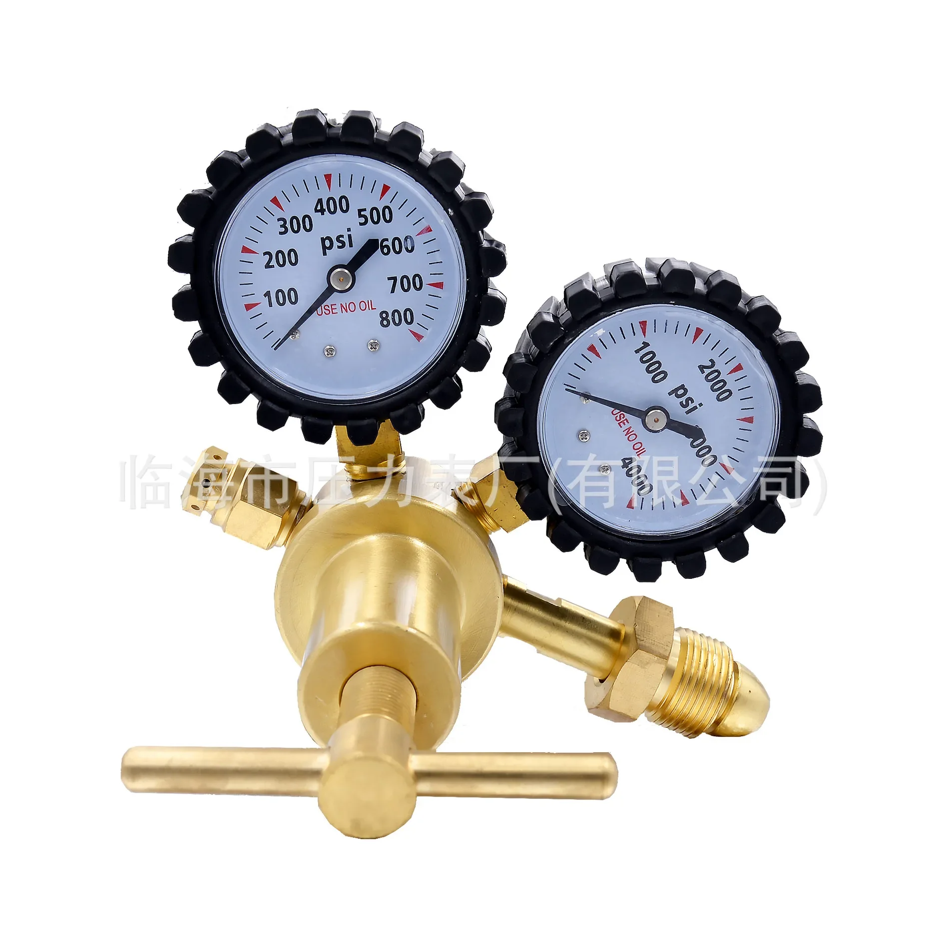 1/4" Brass Nitrogen Regulator 0-600PSI Gas Pressure Reducing Valve Connection Gauges CGA580