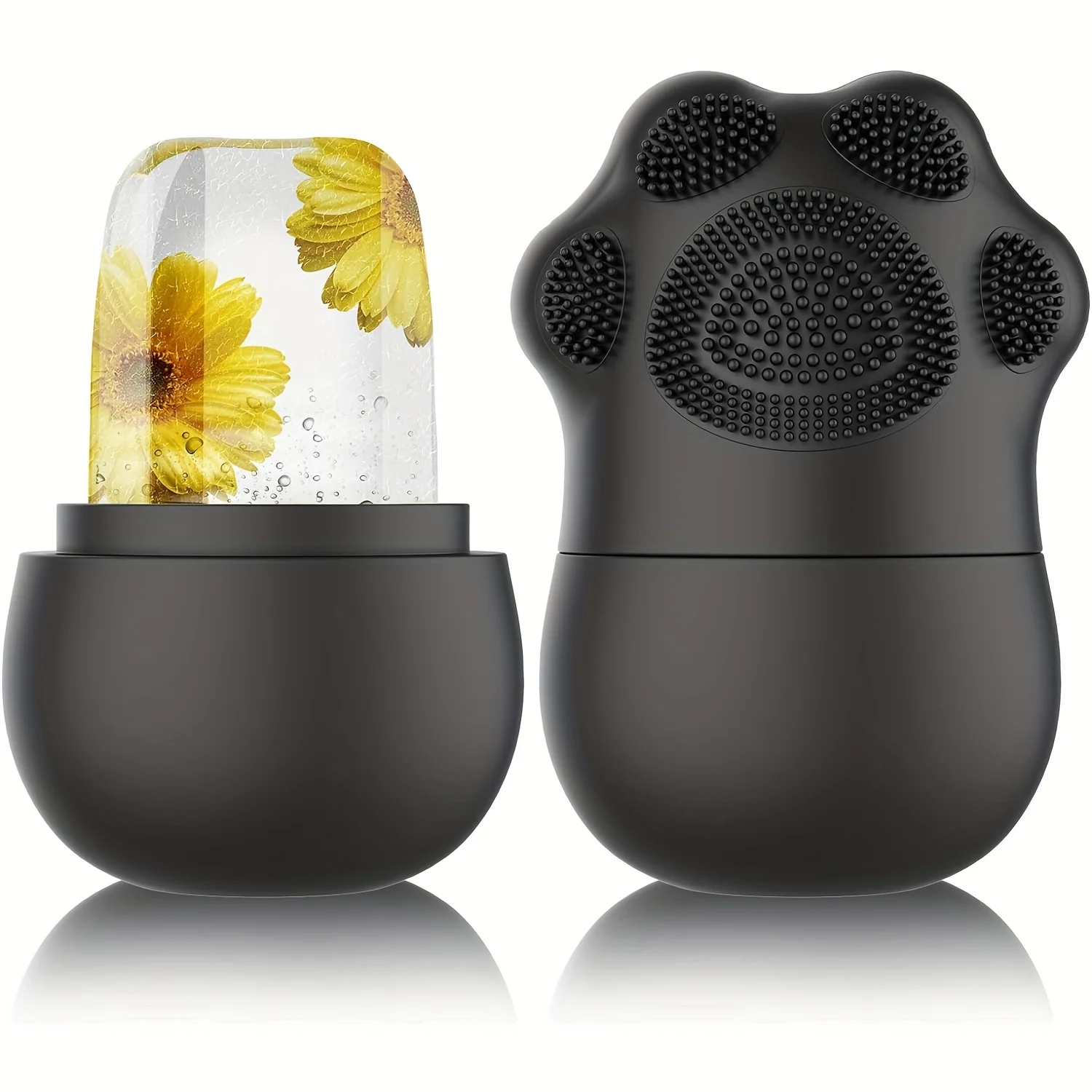 Rolo de gelo para beleza facial, rolo de gelo com escova cosmética, tapete de limpeza, ferramenta de cuidados com a pele, presente perfeito para mulheres