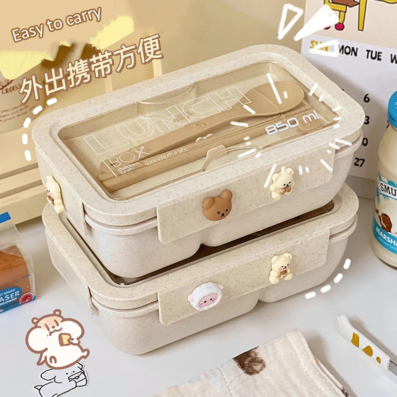 Wheat Straw Divided Snack Containers, Japanese Style Lunch Box, Portable  Microwave Oven Square Divided Fast Food Box, Picnic Camping Food Fruit  Container, For Back To School, School Supplies And Classroom, Kitchen  Acccessories 