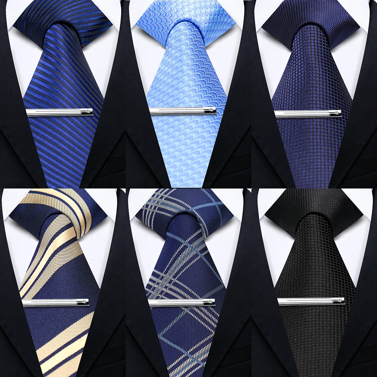 Neck Tie And Tie Clip Two Pieces Set For Men Luxury Wedding Business