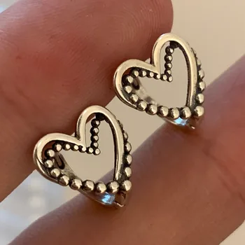 BF CLUB 925 Sterling Silver Earrings For Women Trendy Simple Retro Heart Earring Jewelry Prevent Allergy Party Accessories