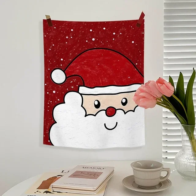 Ins – tapisserie murale en tissu, affiche en tissu coréen, articles de décoration de salle, tapisserie murale suspendue de noël 5
