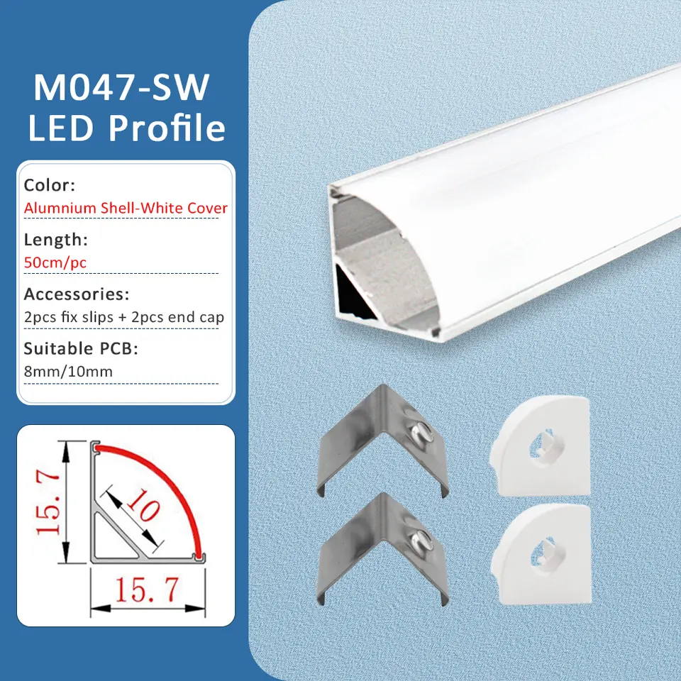 LED Strip Aluminum Profile 50CM Recessed Surface Mounted Aluminium Channel with Diffuser PC Cover for 8mm 10mm Linear Lighting image 12