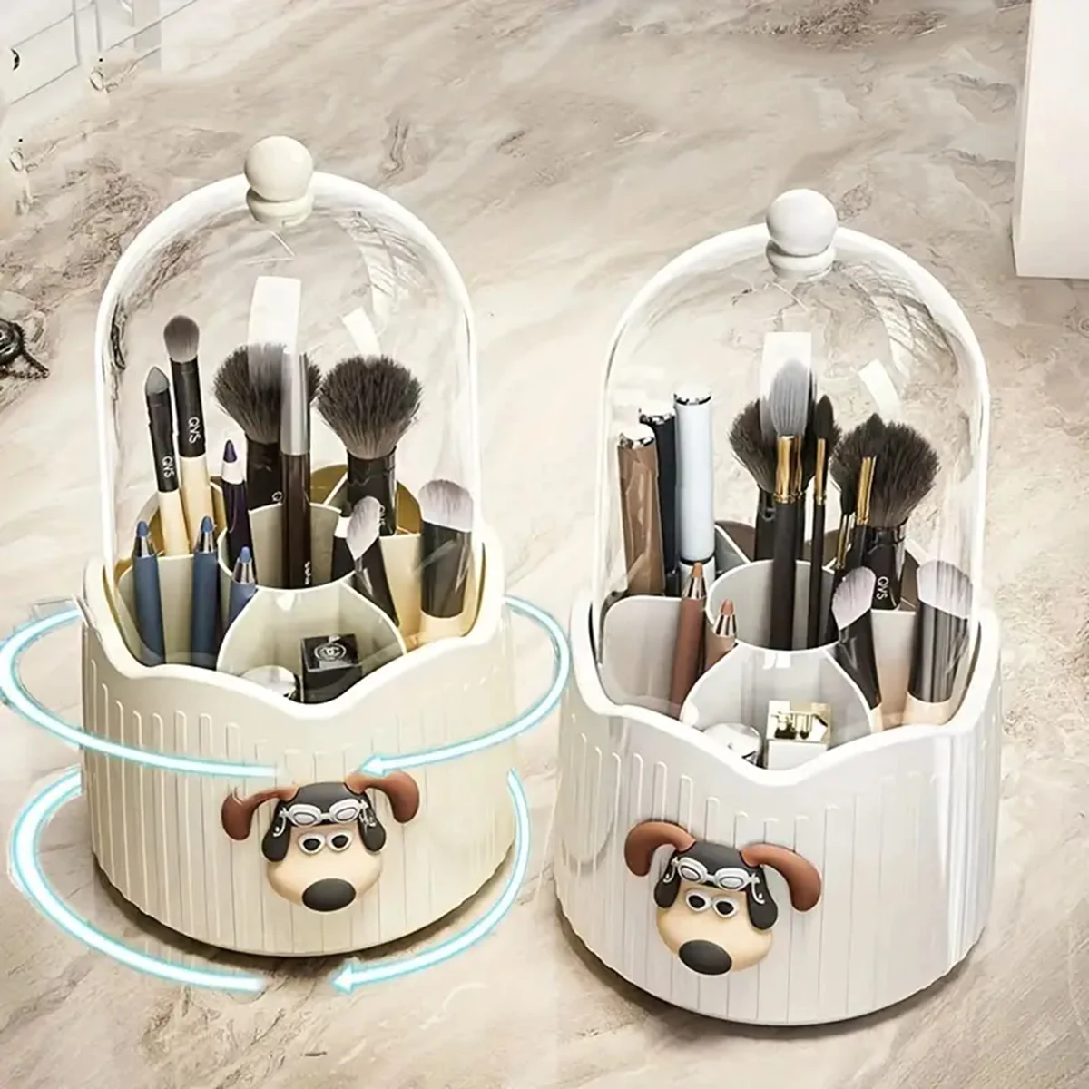 Dog Decor Makeup Brush Storage Bucketdegree Rotating Storage BucketTransparent Visual Storage BoxLarge-capacity Makeup Brush 2