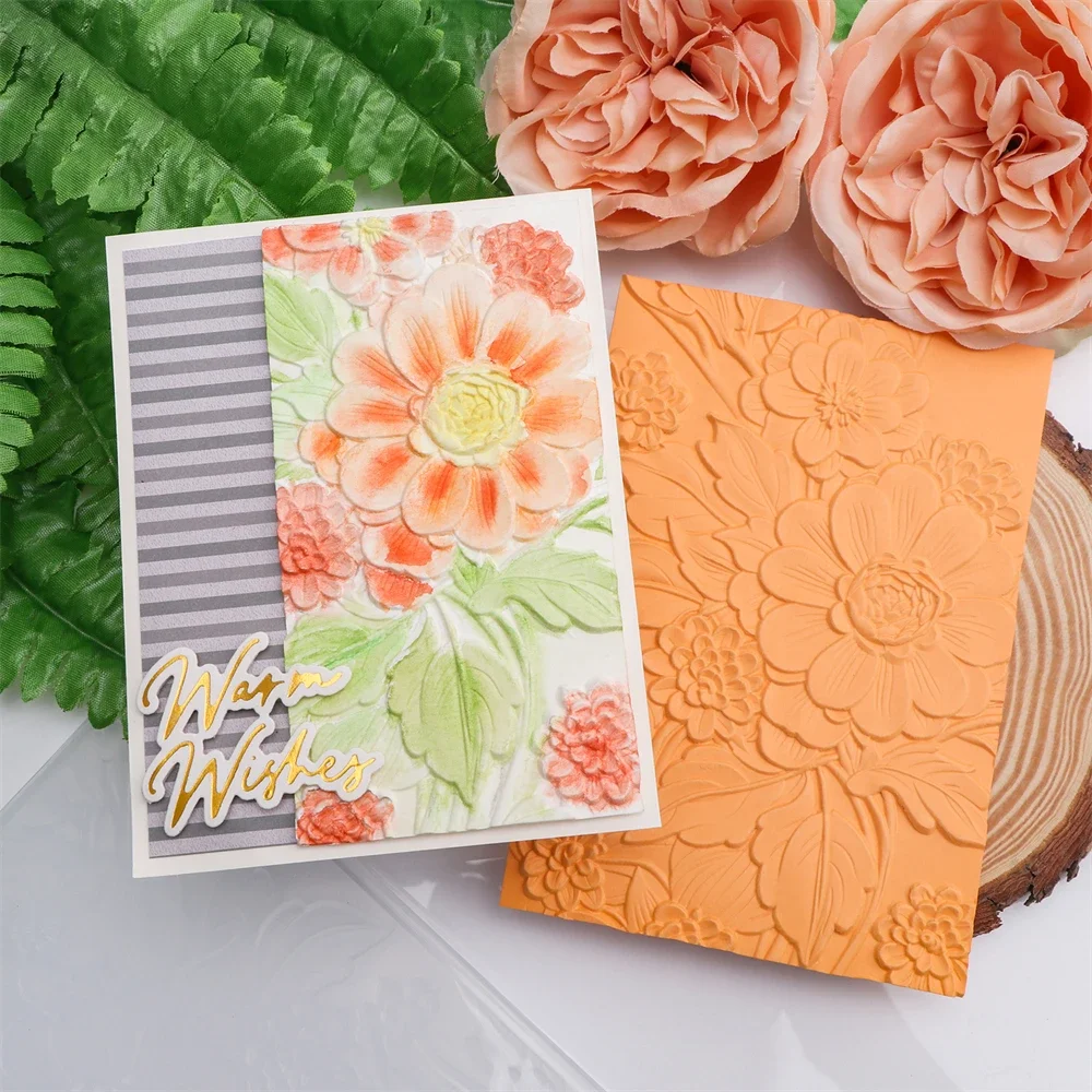 Embossing Folder 3D Blooming Flowers Tulip Geometric Patterns Background For Adding Textured Detail To Paper Crafting Project