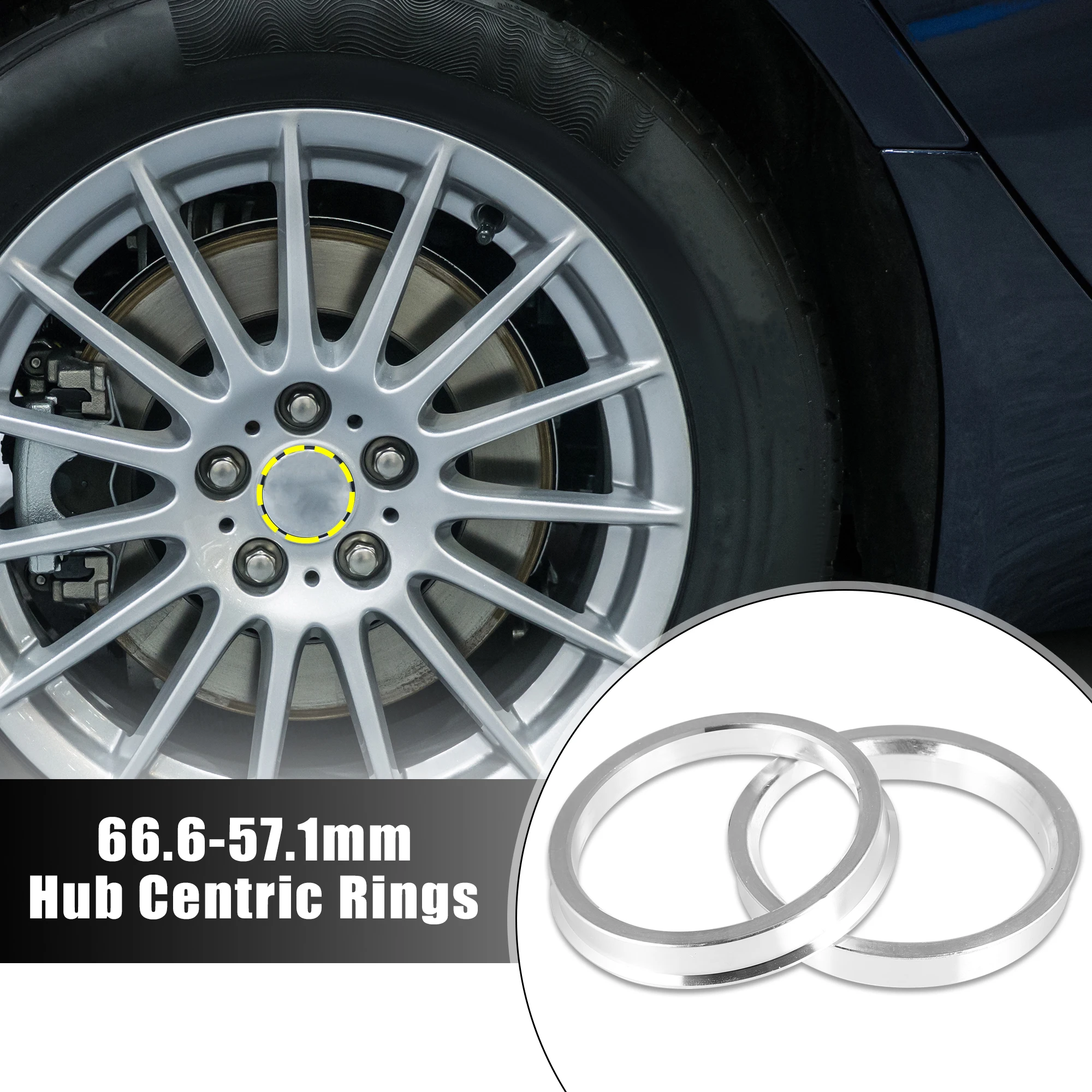 X AUTOHAUX 4pcs 72.6 to 57.1 mm Aluminium Alloy Car Hub Centric Rings 