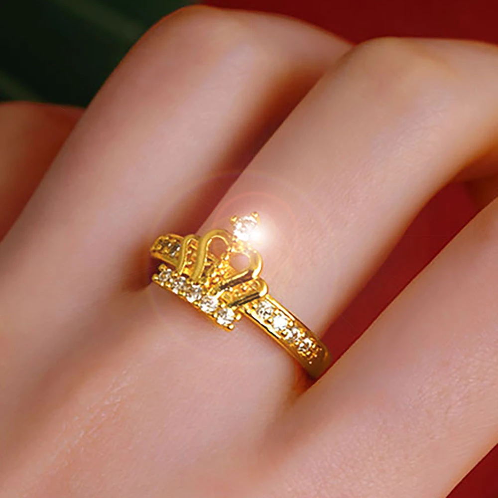 Anillo de compromiso de de 24K mujer, sortija de compromiso, circón brillante, única moda, anillo de boda| | - AliExpress