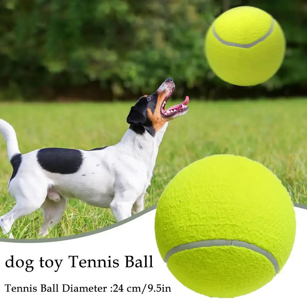 9.5 Inch Dog Tennis Ball Outdoor Sports Dog Chew Training Ball with Inflating Pump Funny Giant Pet Toys Outdoor Cricket Toy
