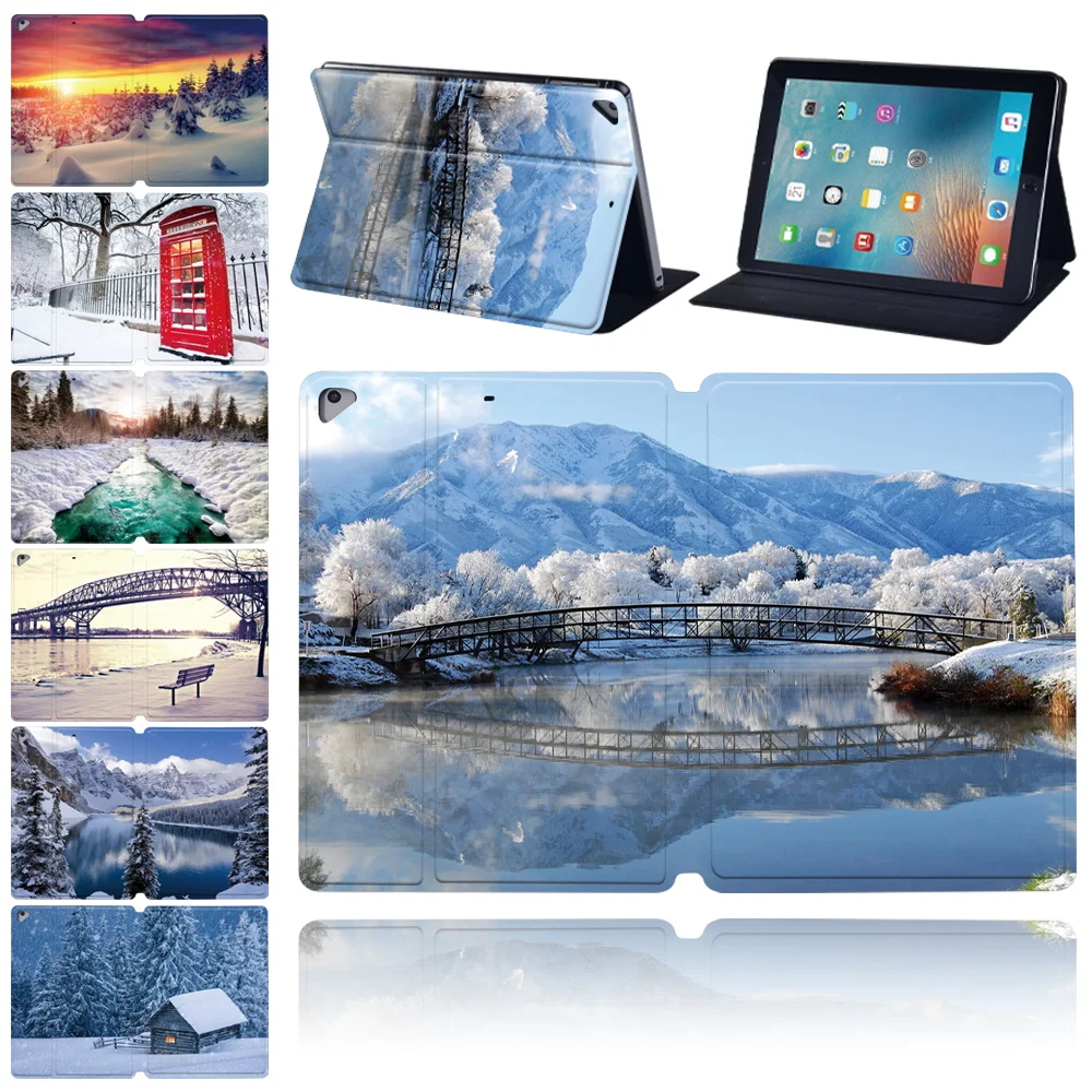 Per Apple Ipad Air 1 Air 2 9.7 "/ Ipad Air 3 10.5/Ipad Air 4 10.9 Pollici Cover Snowview Print Funda Custodia Protettiva Per Tablet Portatile
