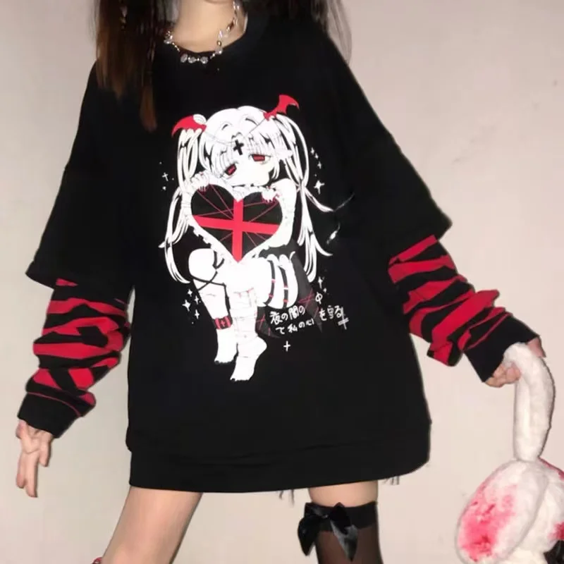 Summer Goth Female Horror Skull Loose men and womenT-shirt Punk Dark Grunge Streetwear gothic Top T-shirts Harajuku y2k clothes white t shirt for men