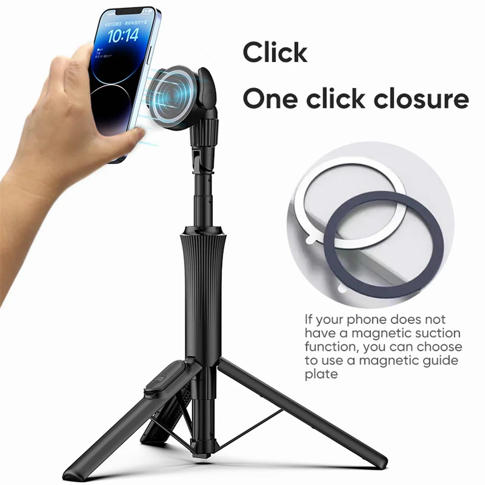 2024 Magnetic Selfie Stick Phone Tripod w Remote Extend Cell Phone Tripod Stand For MagSafe iPhone 15 14 13 12 XIAOMI SAMSUNG