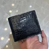 Authentic Exotic Alligator Leather Classic Black Men's Short Card Holders Genuine Real Crocodile Skin Male Small Bifold Wallet 1