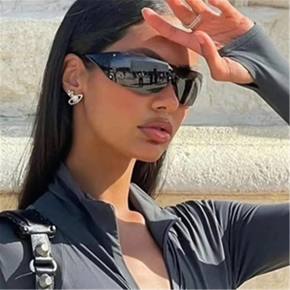 

Trendy Oversized Wrap Around 2000's Eyewear Star Y2K Sunglasses One Piece Sun Glasses Goggles Shades