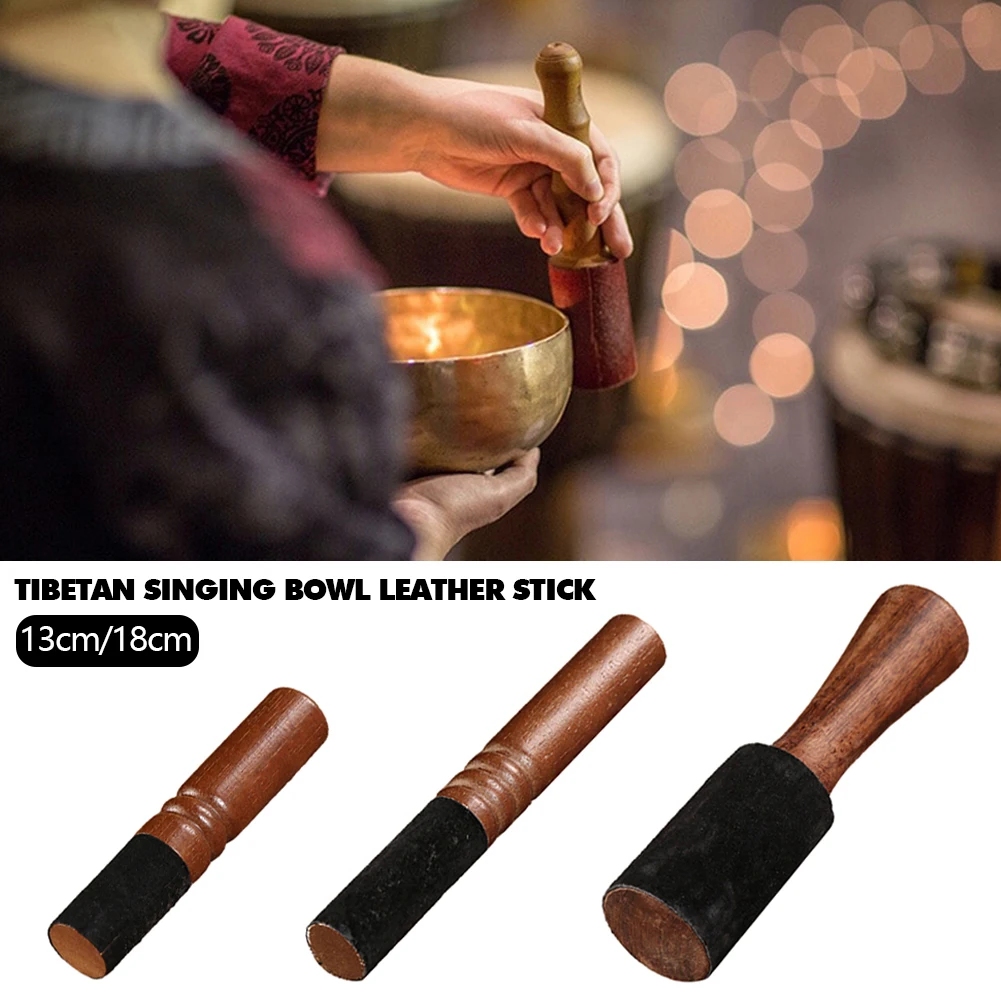 Microphone Cover 12/18cm Tibetan Singing Bowl Leather Stick Handmade Tibetan Buddhist Meditation Mallet