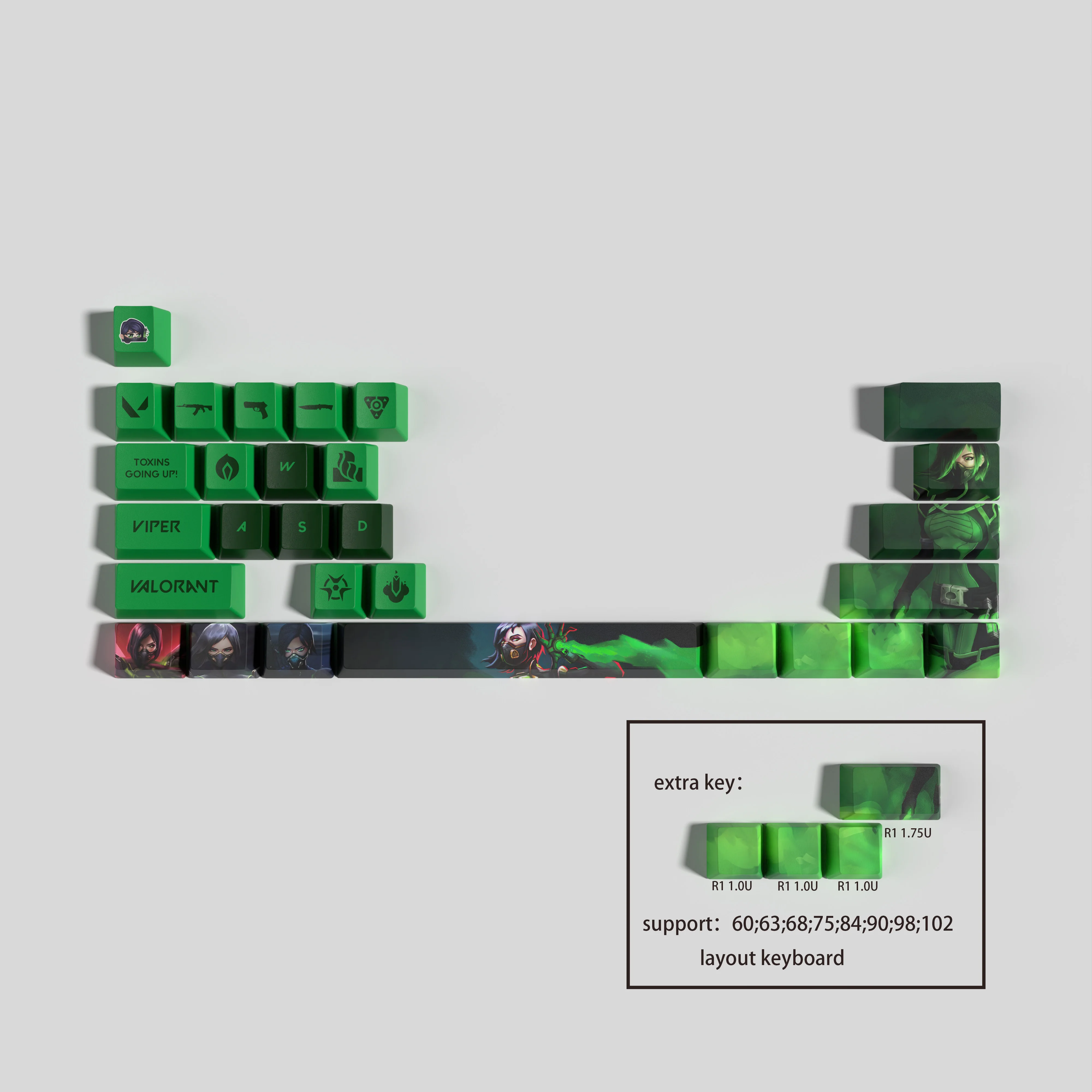 Vlaorant Keycaps Viper 29 Chaves Mini Conjunto Oem Perfil Pbt Corante Sub Keycaps - Imagem 4