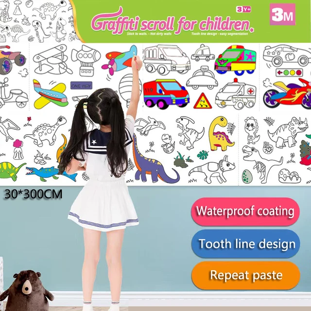 Waterproof Childrens Drawing Roll Wall Sticker Coloring Paper for