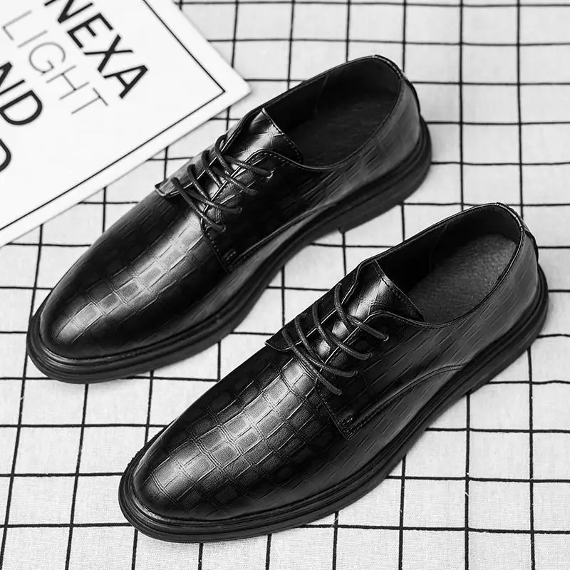 

New Men's Oxford Leather Dress Shoes Pointed Toe Dress Shoes Luxury Formal Wear for Business Wedding Derby Shoes