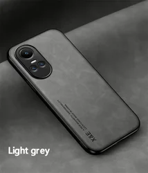 Luxury Magnetic Leather Soft Phone Case - Premium Protective Back Shell Cover for Reno 10Pro 5G (Light Gray)
