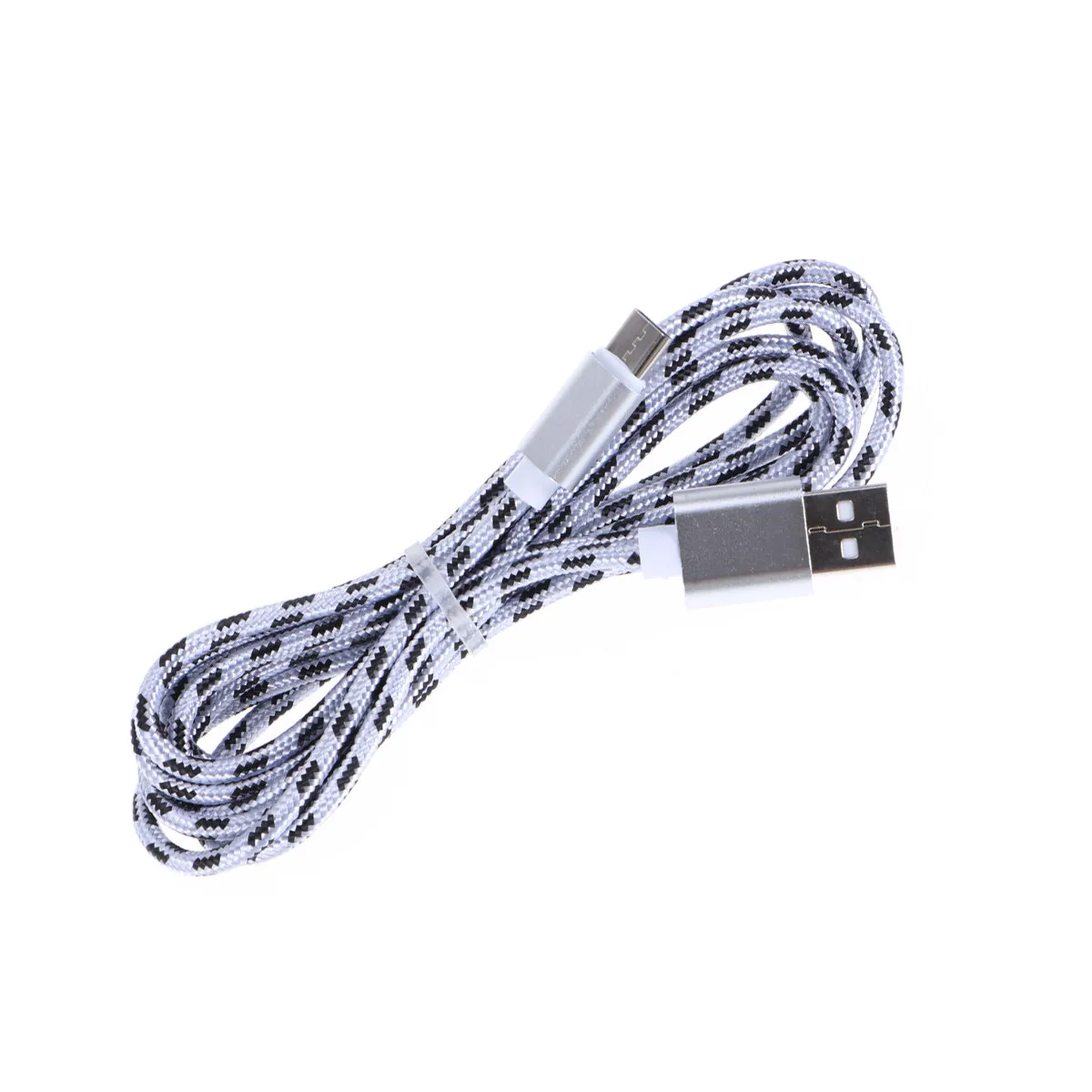 나일론 편조 USB 타입 C 케이블 2M 실버 고속 충전 데이터 동기화 코드 (S8, S8 플러스용)