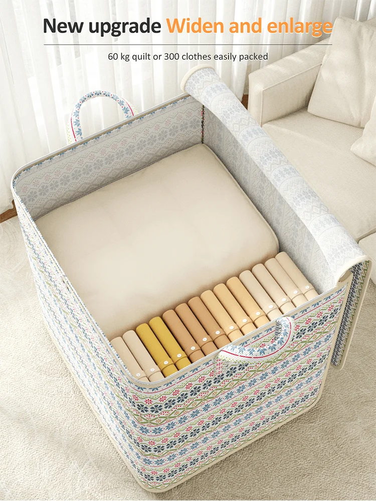 1PC Bohemian style zippered storage bag, large capacity storage bag, dustproof, suitable for home storage, classified storage 3