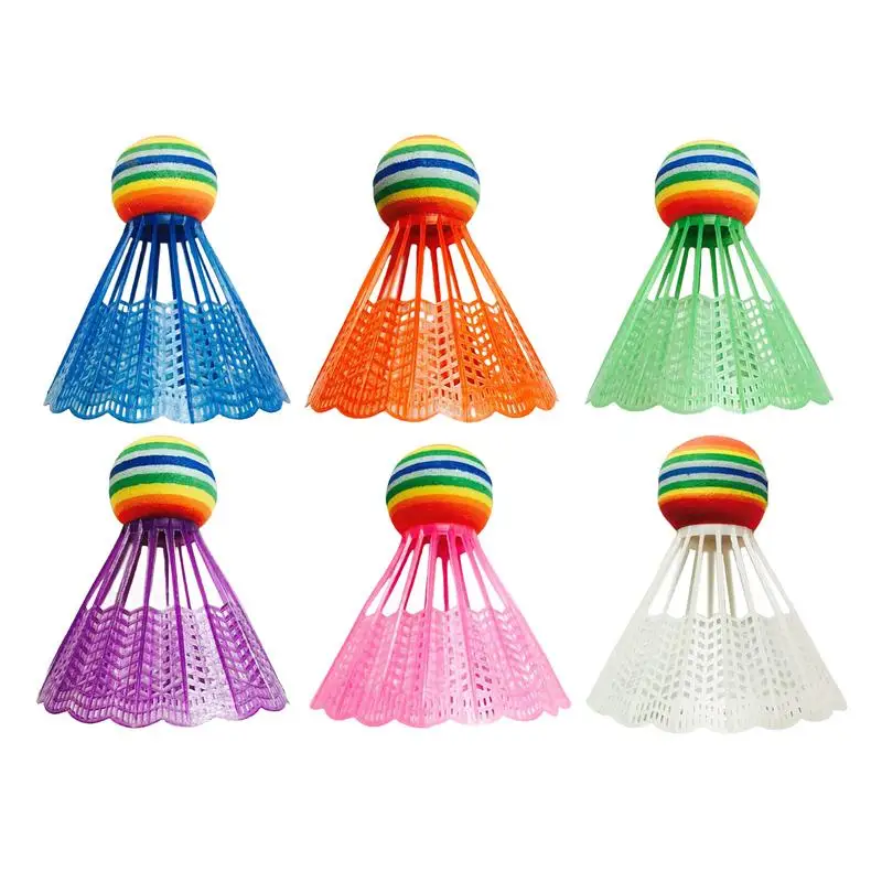 

Шаттл для бадминтона, нейлоновые воланы, игрушечные шарики, Радужный шар, 6 шт., красочная детская модель для молодых игроков в помещении и