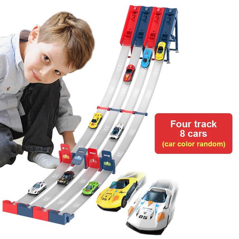 DIY Catapult Racing Cart Track Toy with Alloy Car