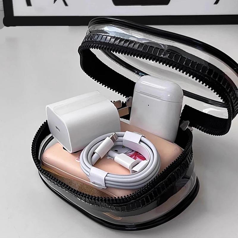 Portable Data Cable Storage Box with Protective Cover Headset Data Cable Organizer Outdoor Travel Storage Bag