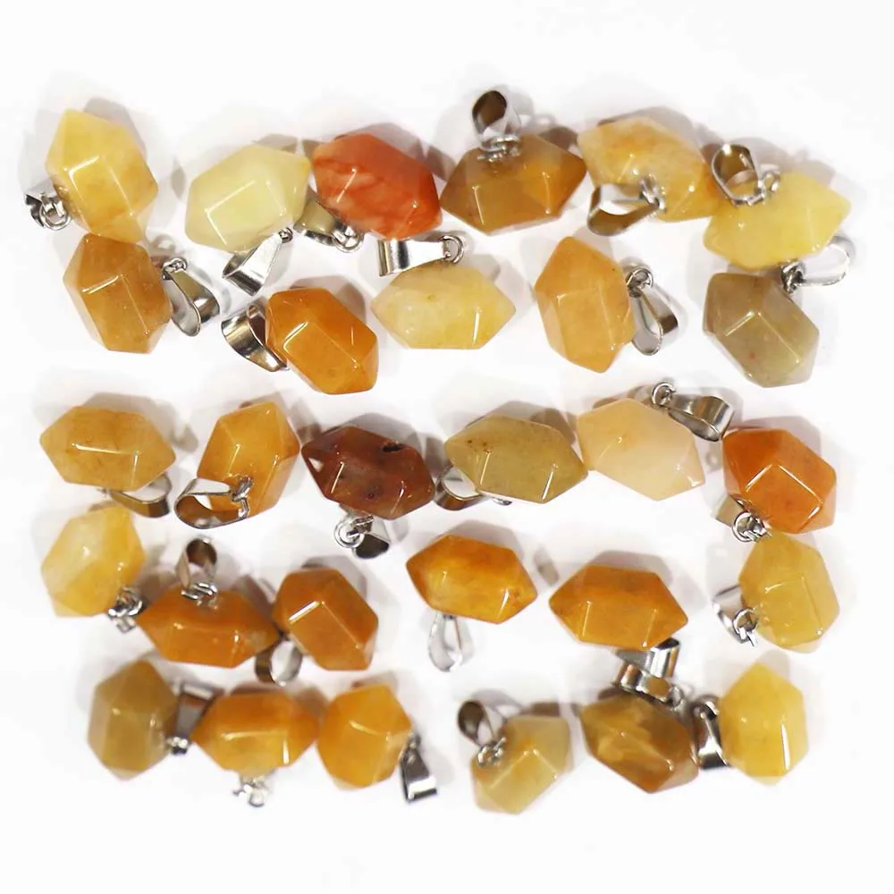 Free Shipping Natural Topaz Hexagram Necklace Geometric Fresh Sweet Earring Pendants DIY Jewelry Accessories Wholesale 24Pcs/Lot