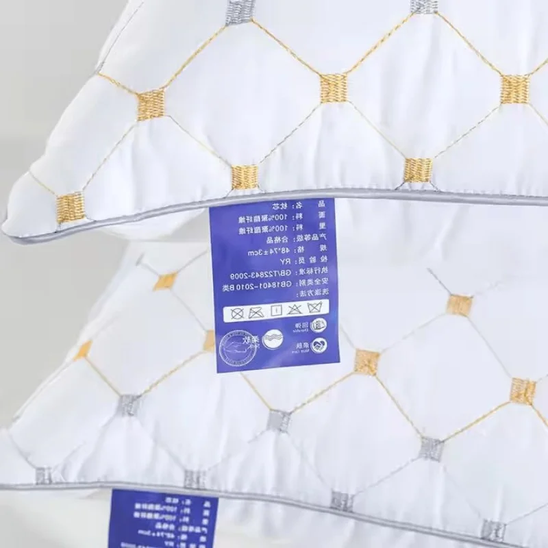 Hotel's Same Feather Cotton Pillow Core Three-dimensional Neck Pillow For Sleeping Bedroom Dormitory Hotel Applicable 1pc