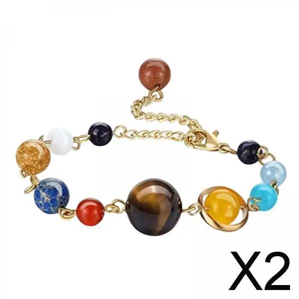 2X Handmade Galaxy Solar System Bracelet Daily Wear Fashion Wristband