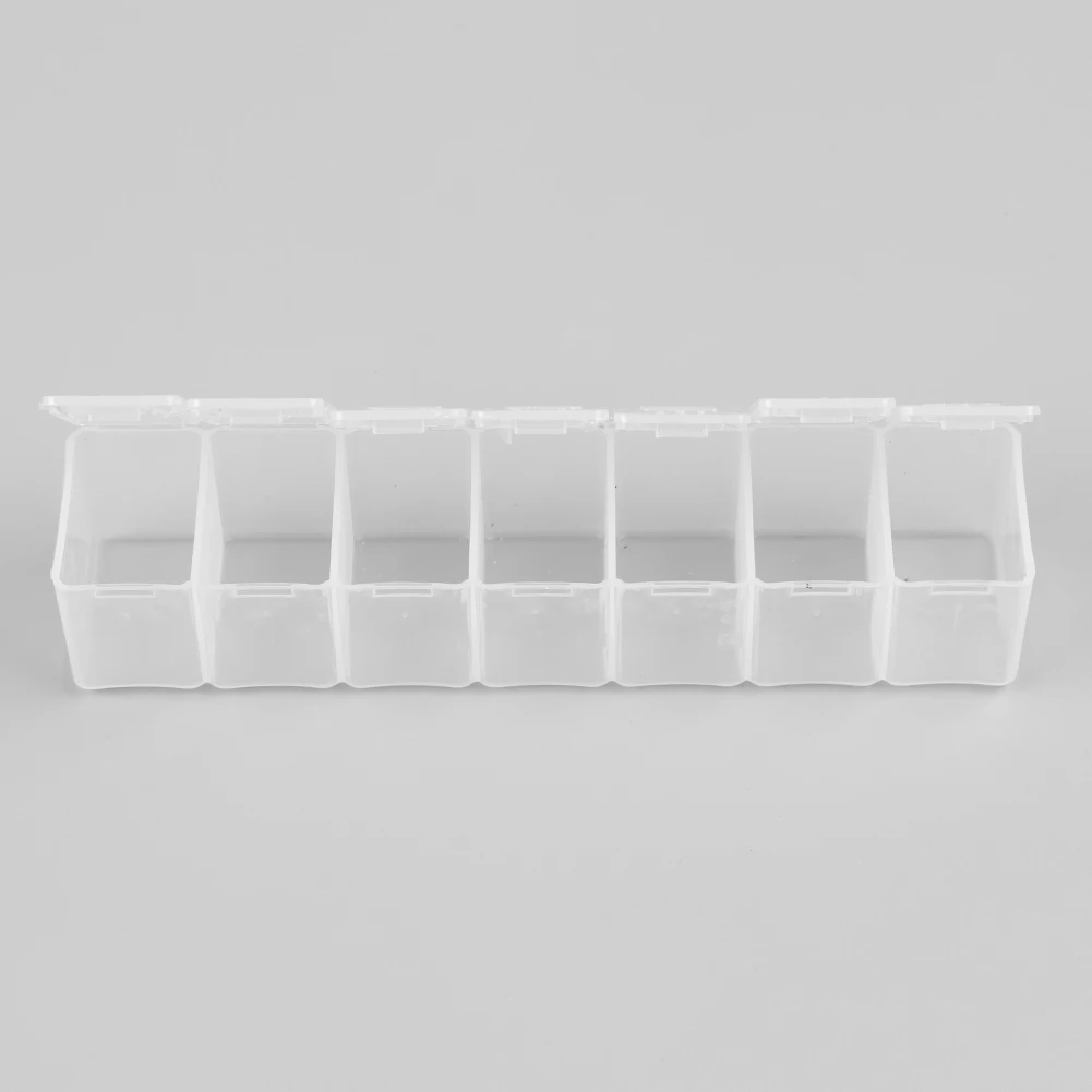 7 Grids 7 Days Organizer Pill Box Transparent Storage Tablet Pill Box Portable Practical Multi-function Reusable for Supplements