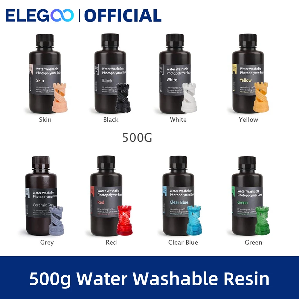 ELEGOO Water Washable 3D Printer Resin, Rapid LCD Resin 405nm UV