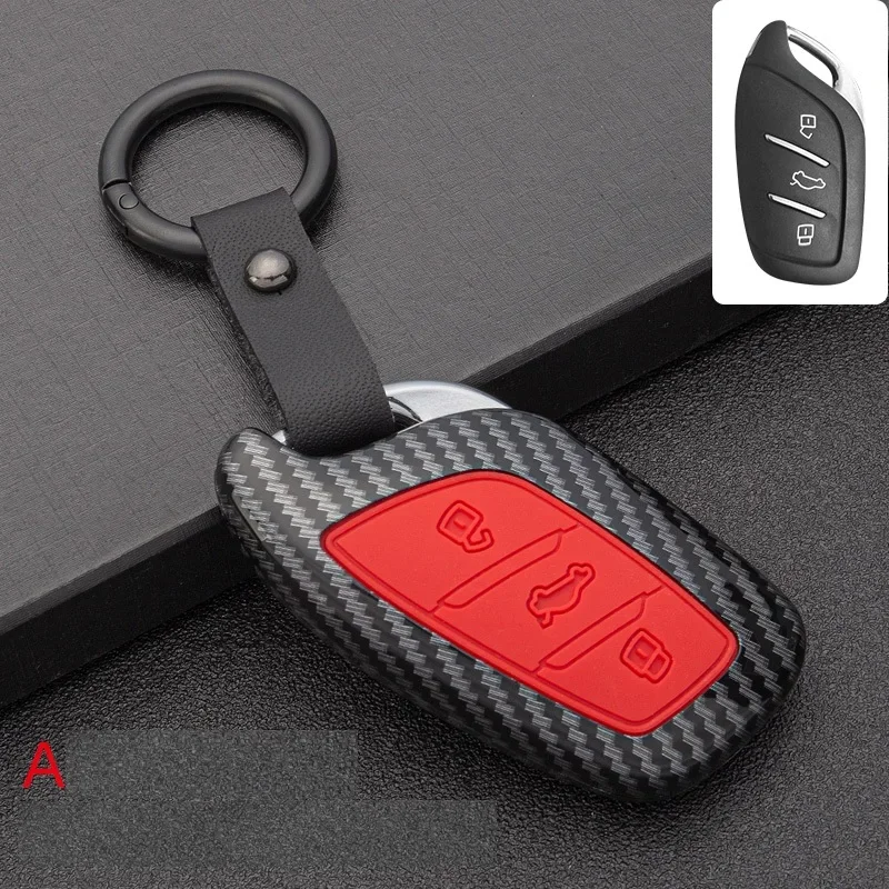 Carbon fiber ABS + Silicone Car Key Fob Shell Cover Case for MG MG6 ZS HS EV EZS EHS mg3 gs mg7 GT 2015