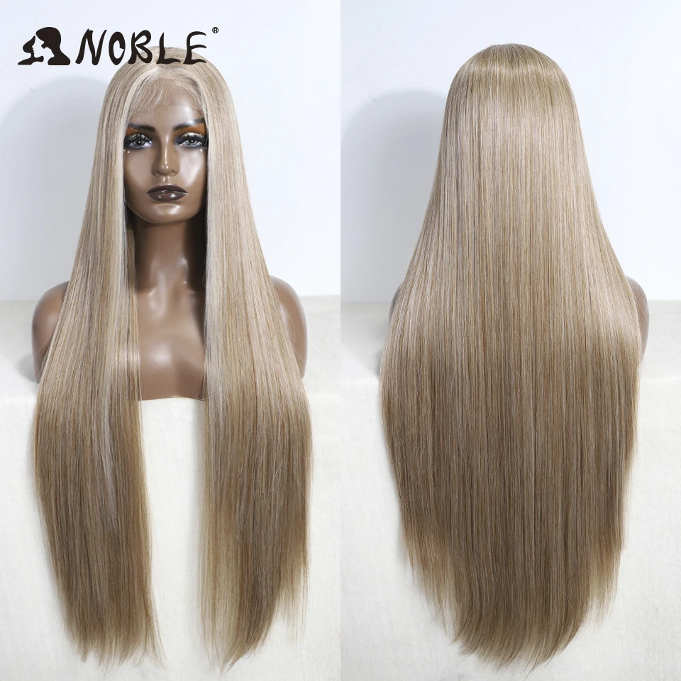Noble Lace Wigs For Women Long Straight Synthetic Lace WIg 36 Inch Ombre Blonde Lace Wig Cosplay Blonde Wig Synthetic Lace Wig